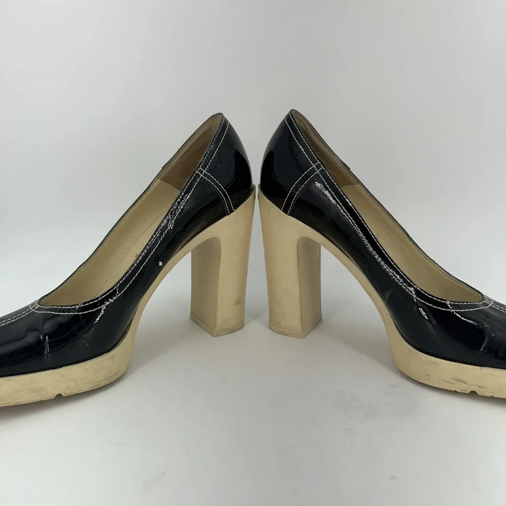 Vintage Miu Miu Shoes Womens Size 8 EU 38 Patent Platform Block Heel Italy Y2K